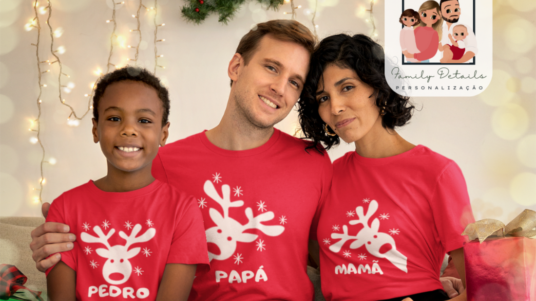 Conjuntos de Natal personalizados para pais e filhos.