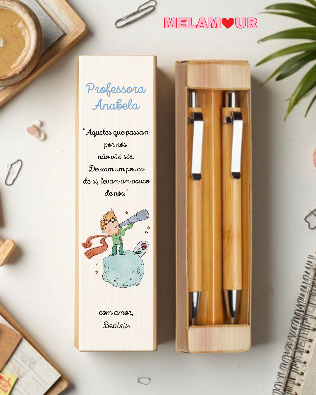 Conjunto caneta + lapiseira c/ caixa personalizada