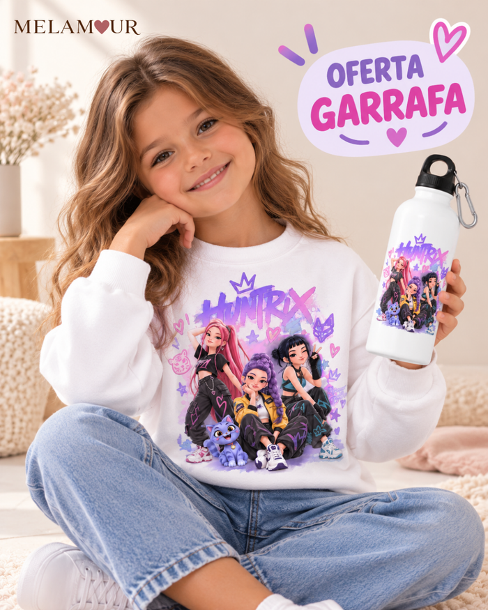 Guerreiras Pop em Grafíti — camisola de criança e garrafa de oferta