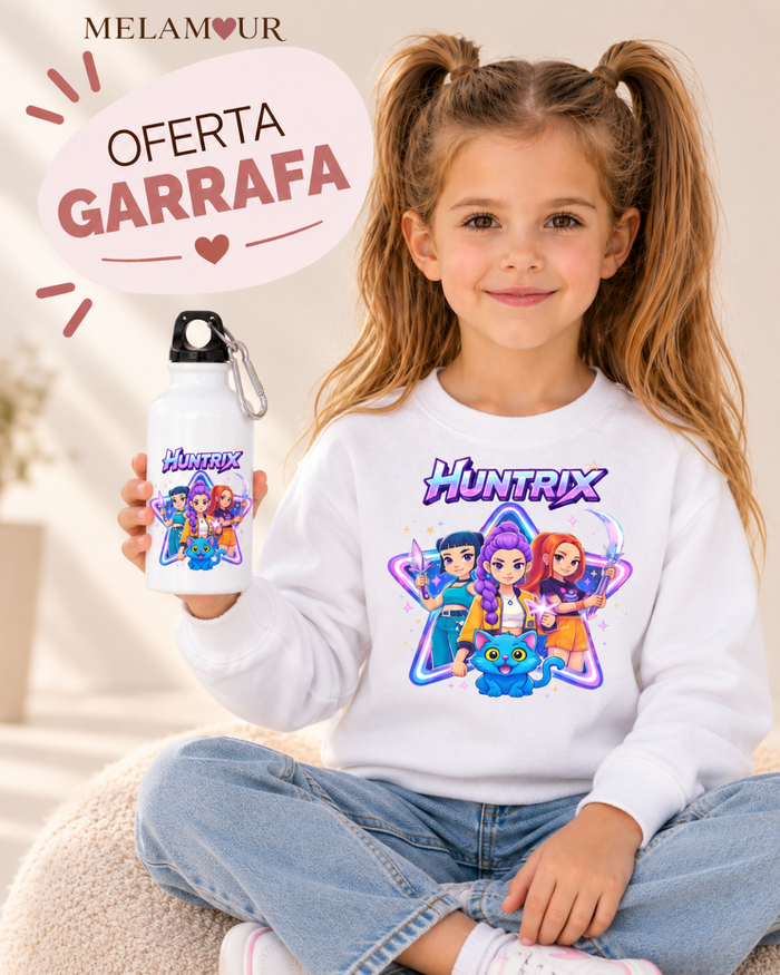 Guerreiras Pop na Estrela — camisola de criança e garrafa de oferta