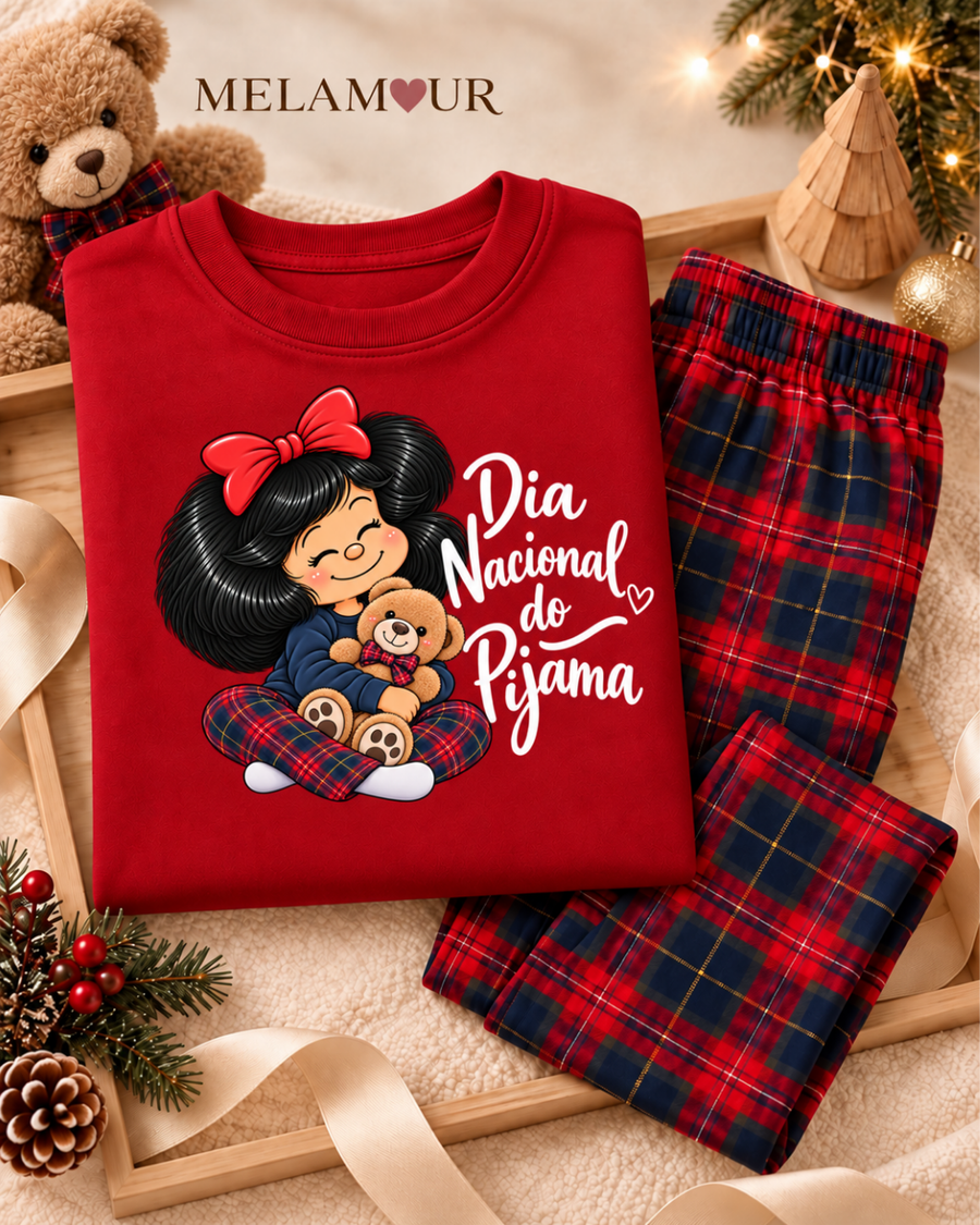 Pijama de Natal · Menina de Laço Dia do Pijama