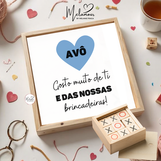 Caixa de madeira c/ jogo do galo personalizado - Dia dos Avós