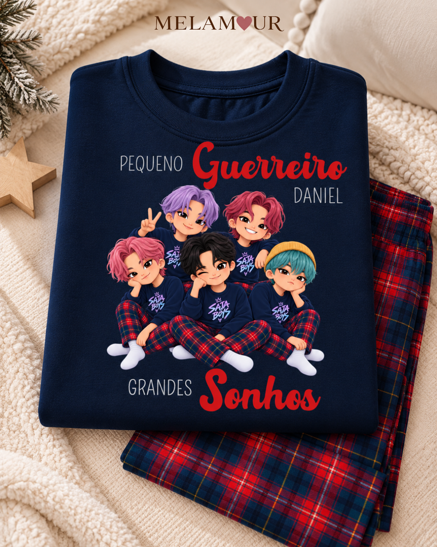 Pijama de Natal · Pequeno Guerreiro com os Amigos