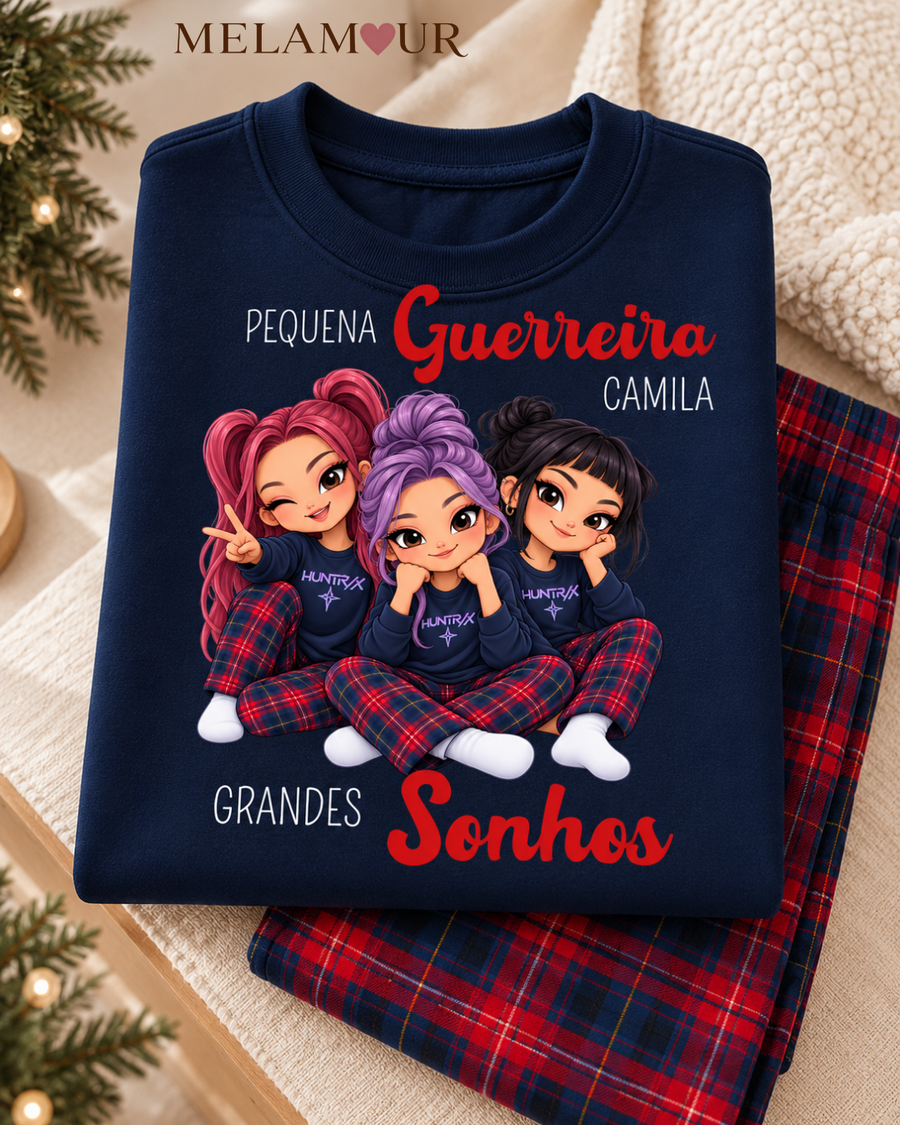 Pijama de Natal · Pequena Guerreira com as Amigas