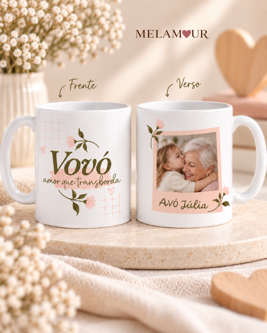 Vovó Amor que Transborda | Caneca com Fotografia