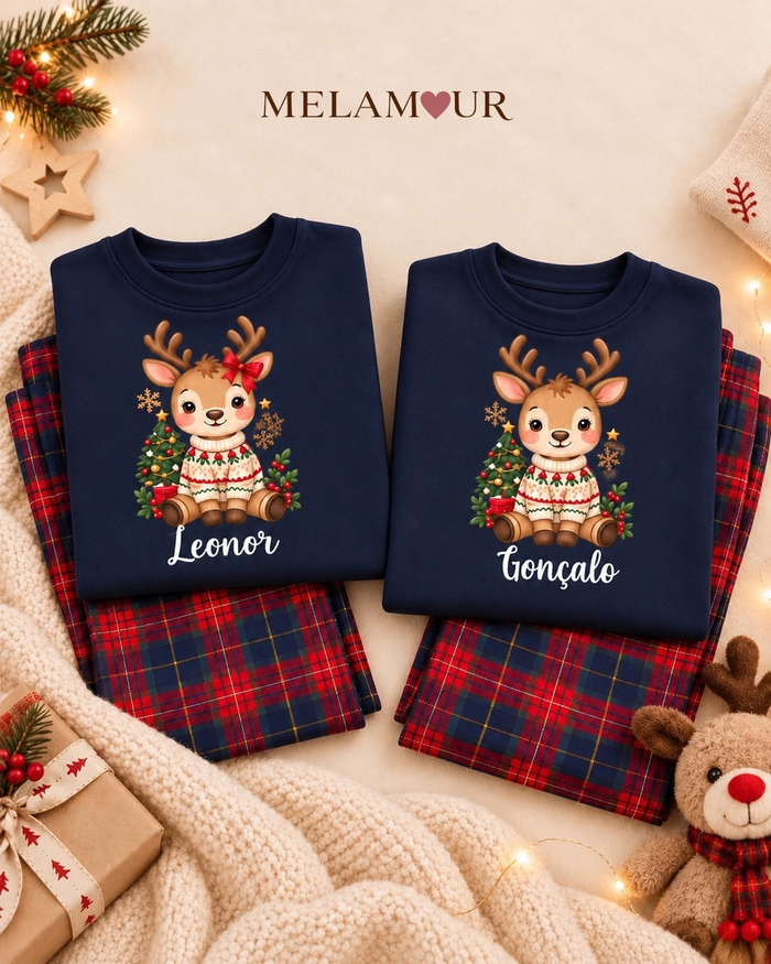 Pijama de Natal · Rena Doce com Nome