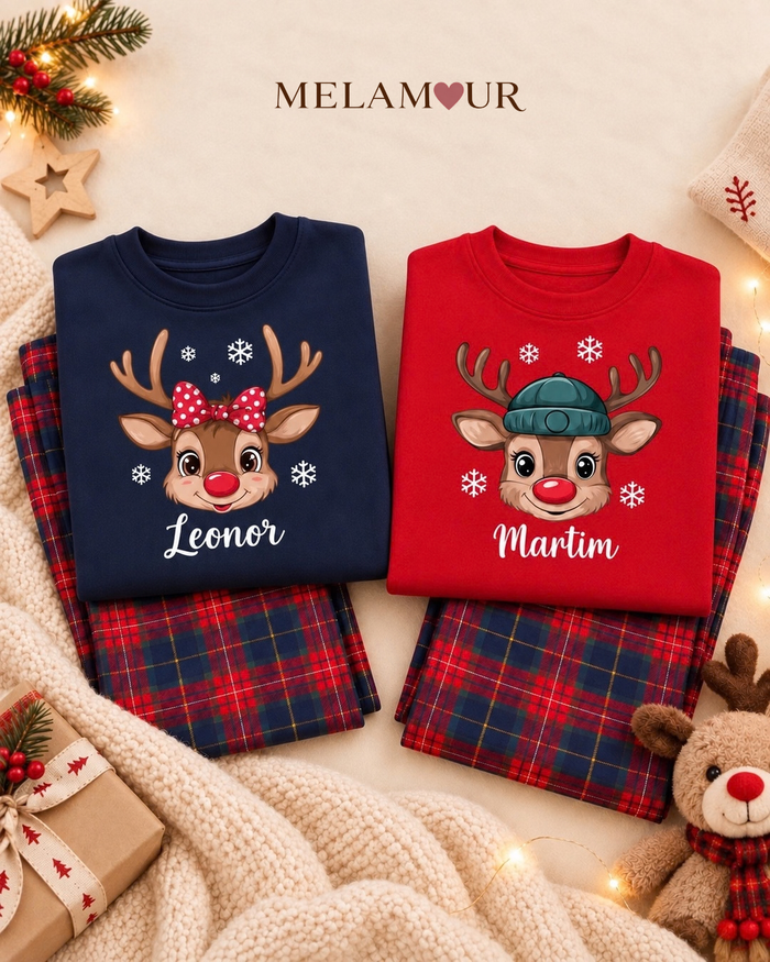 Pijama de Natal · Rena de Natal com Nome