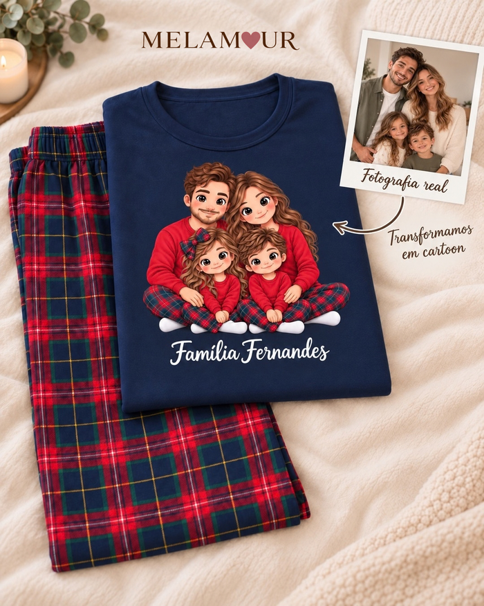 Pijama de Natal · Família em Cartoon