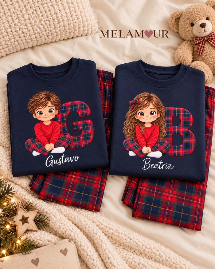Pijama de Natal · Inicial com Personagem