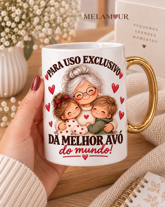 Caneca Pega Dourada «Melhor Avó do Mundo»