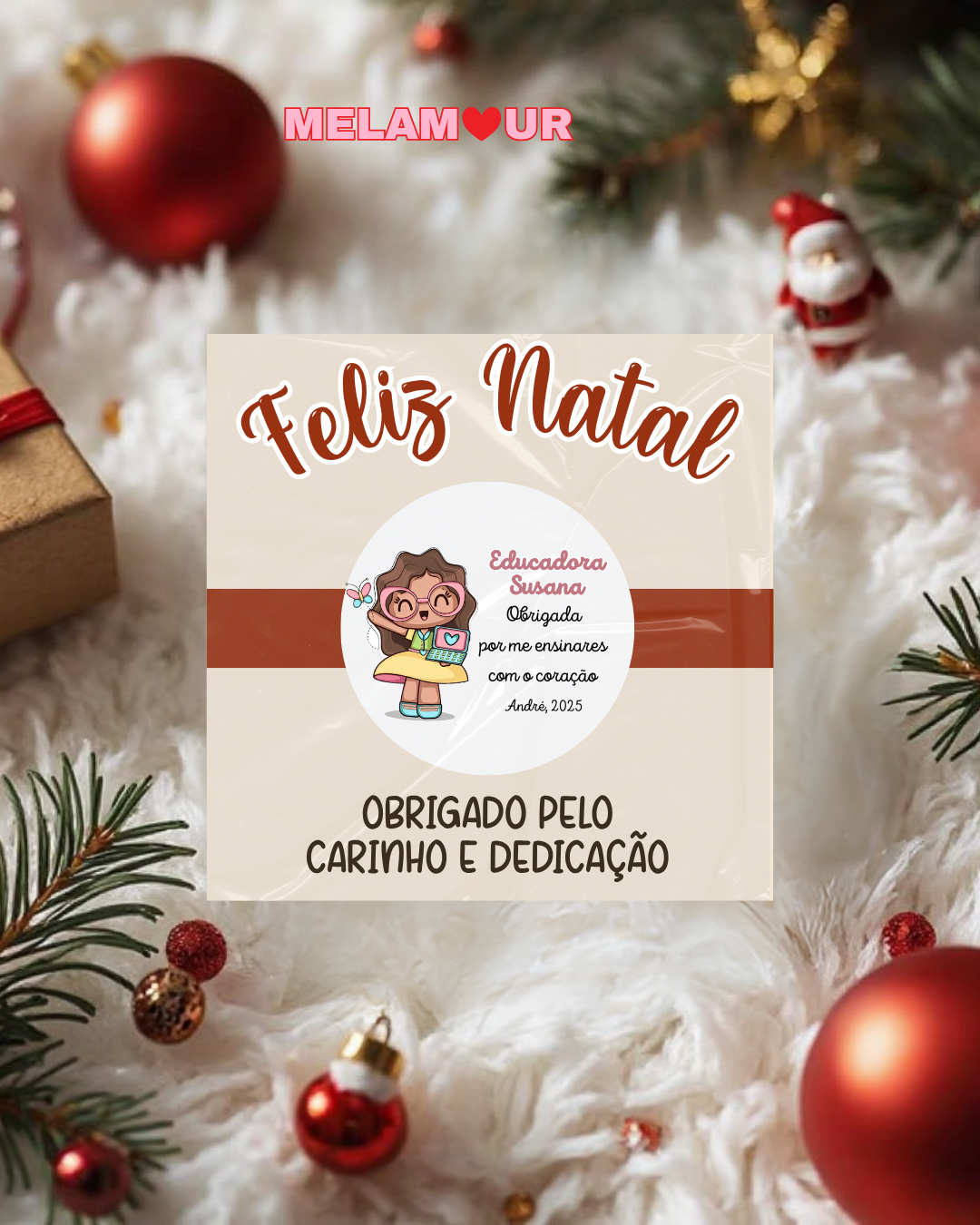 Crachá ou Iman personalizado c/ cartão | Natal