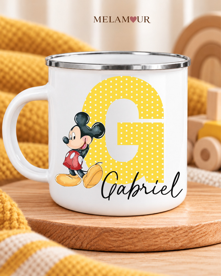 Inicial com Ratinho | Caneca Esmaltada
