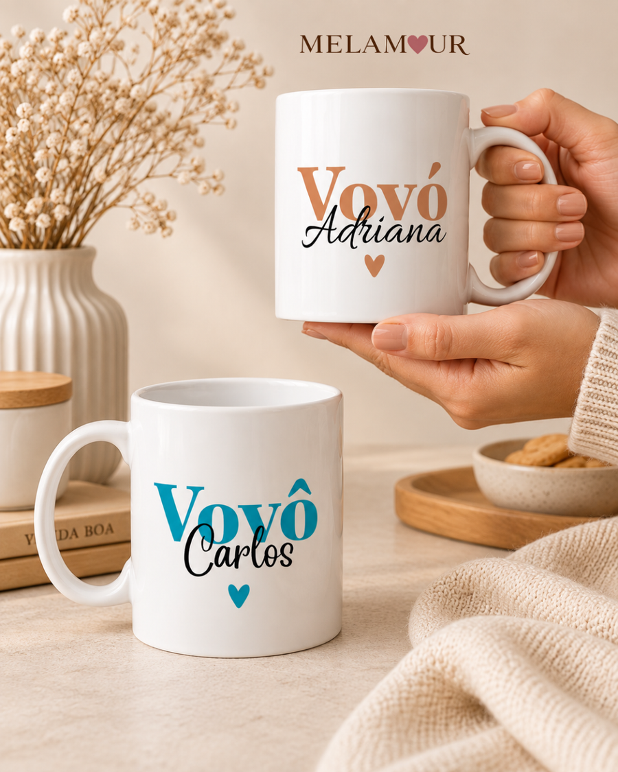 Vovó, Vovô ou Conjunto | Caneca Personalizada com Nome