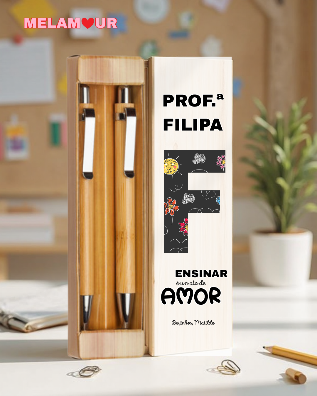 Conjunto caneta + lapiseira c/ caixa personalizada