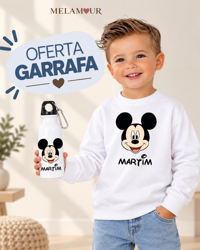 Ratinho com Nome — camisola de criança e garrafa de oferta