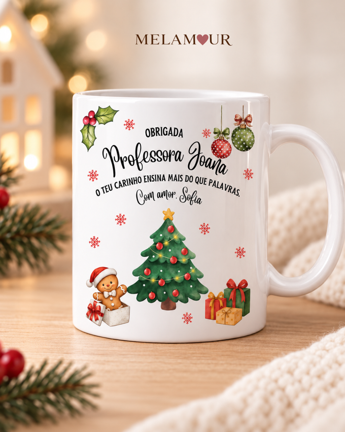 Obrigada Professora · Natal | Caneca Professora