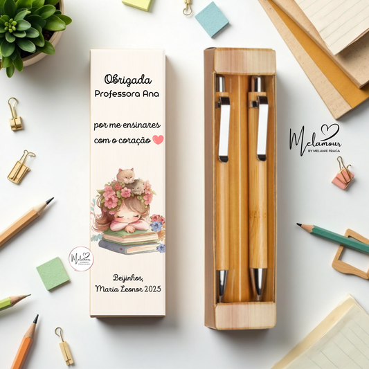 Conjunto caneta + lapiseira c/ caixa personalizada