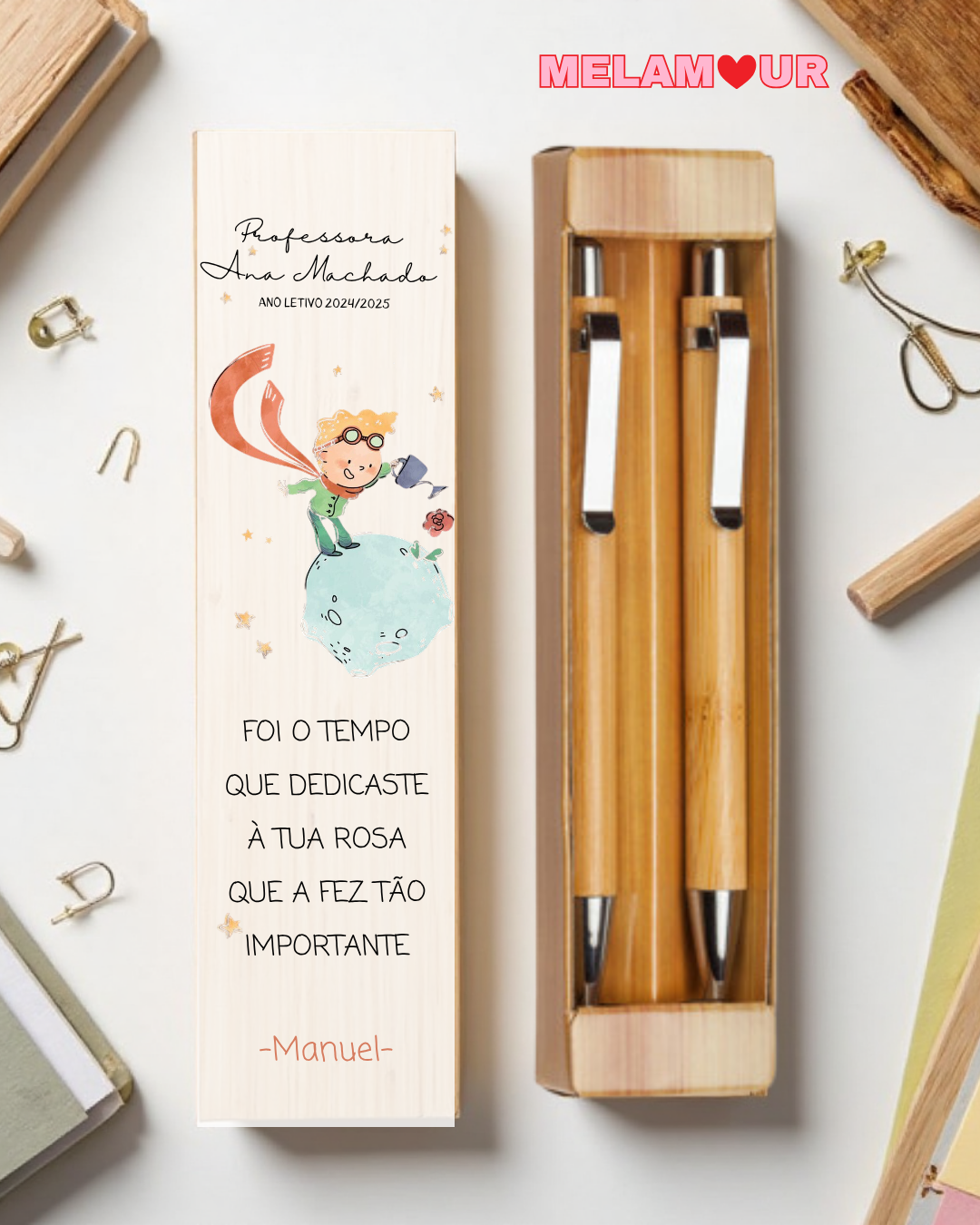 Conjunto caneta + lapiseira c/ caixa personalizada