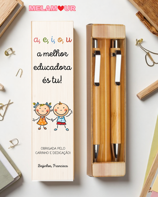 Conjunto caneta + lapiseira c/ caixa personalizada
