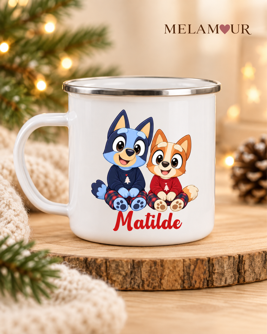 Cãezinhos com Nome | Caneca Esmaltada de Natal