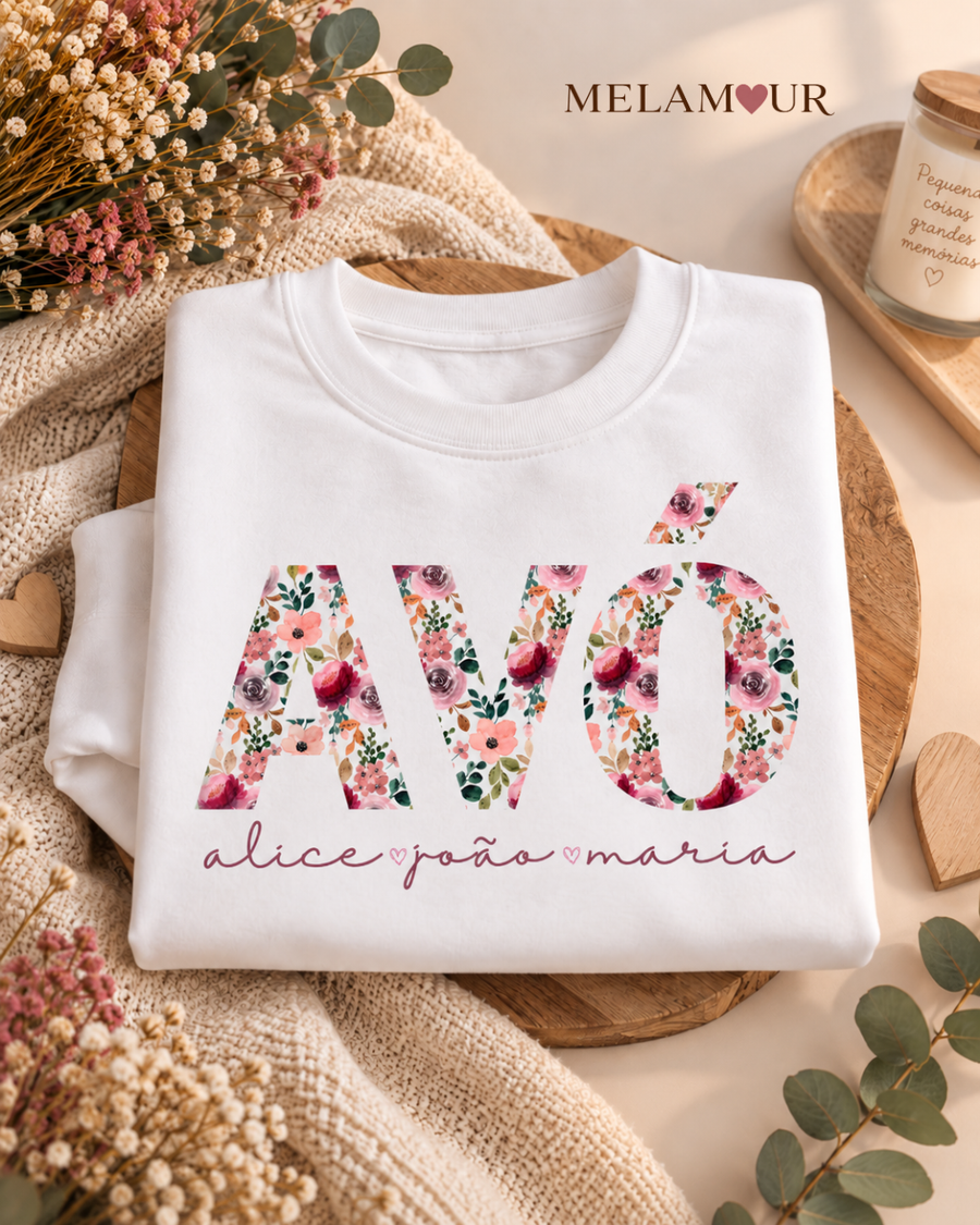 Avó Floral com Nomes | Camisola Personalizada