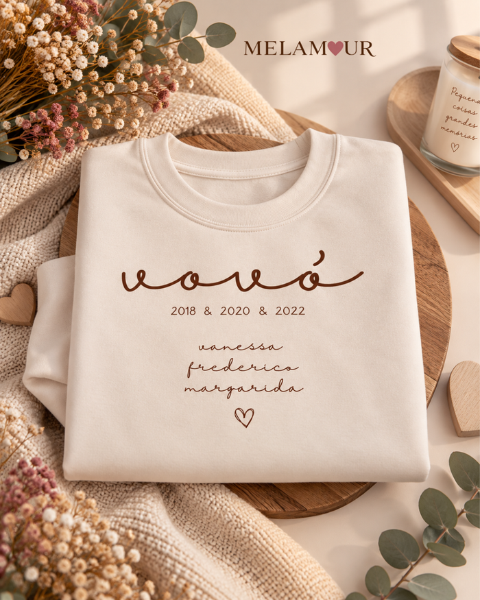 Vovó com Anos e Nomes dos Netos | Camisola Personalizada
