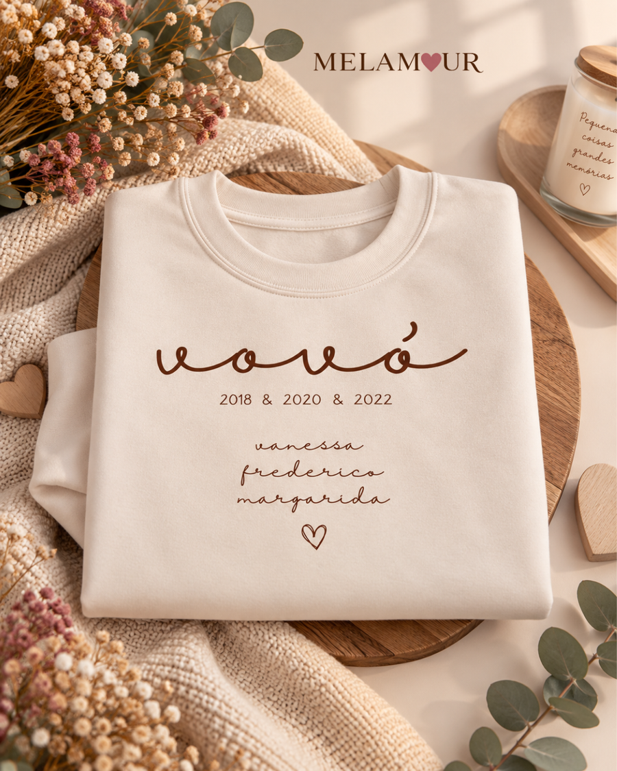 Vovó com Anos e Nomes dos Netos | Camisola Personalizada