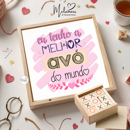 Caixa de madeira c/ jogo do galo personalizado - Dia dos Avós
