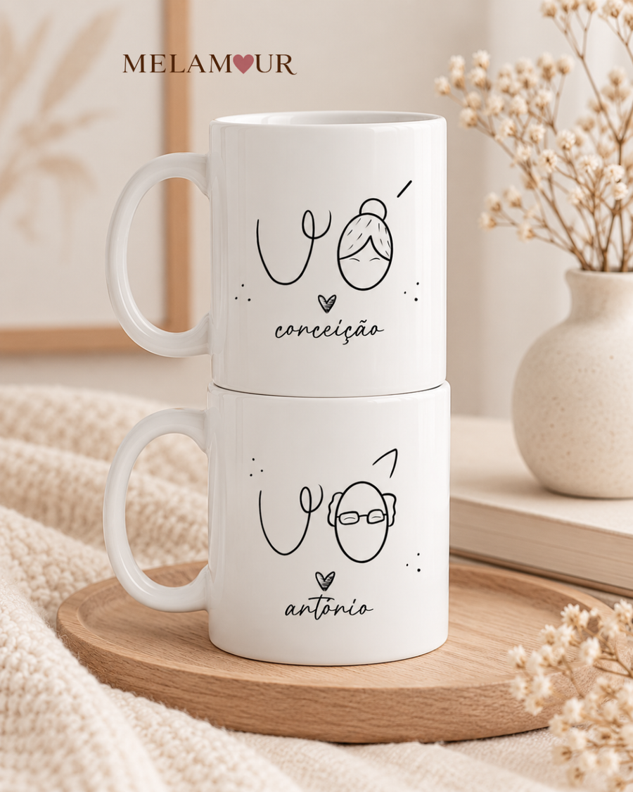 Caneca Avó, Avô ou Conjunto | Personalizada com Nome