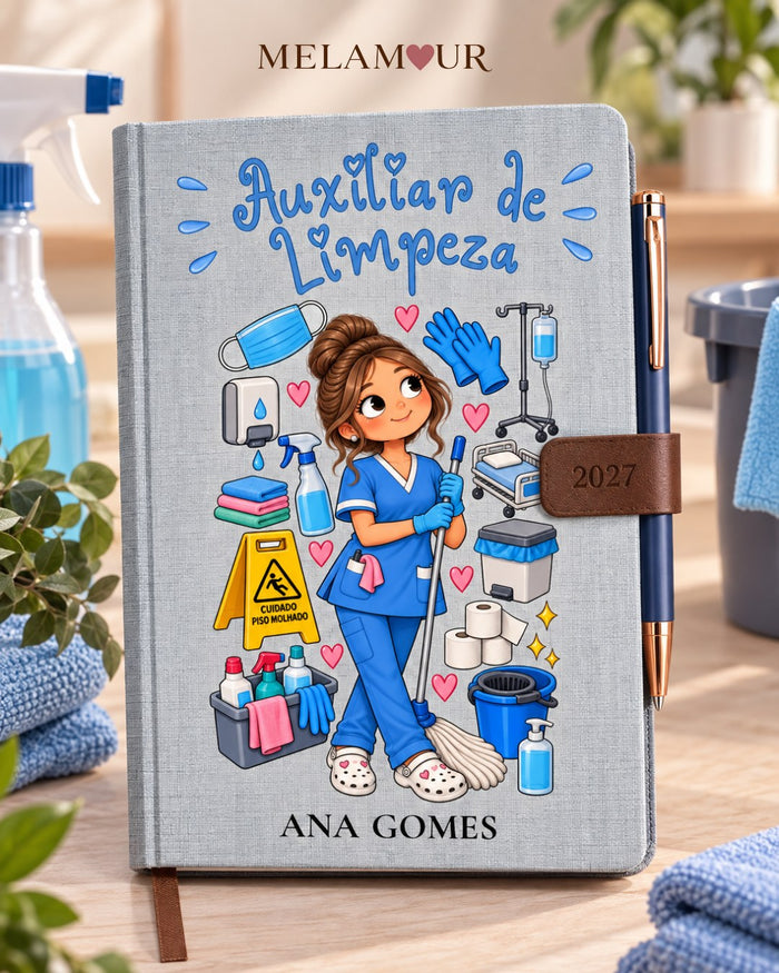 Agenda de Auxiliar de Limpeza Personalizada 2027
