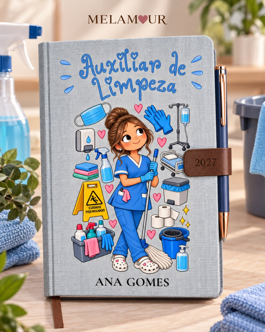 Agenda de Auxiliar de Limpeza Personalizada 2027