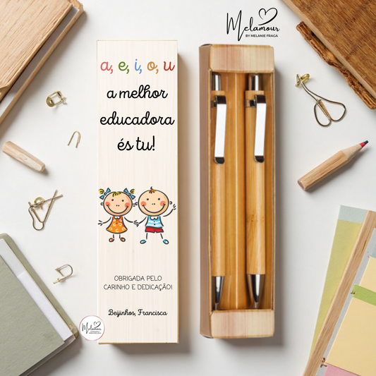 Conjunto caneta + lapiseira c/ caixa personalizada