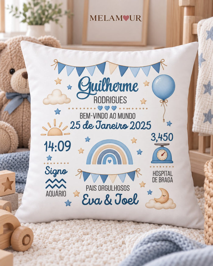 Bandeirolas e Balão Azul | Almofada Personalizada