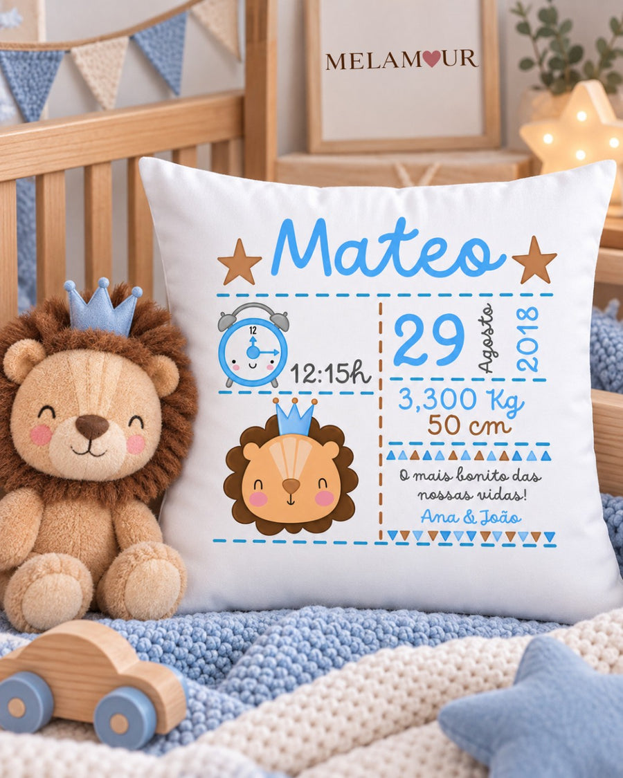 Leão — Dados de Nascimento | Almofada Personalizada