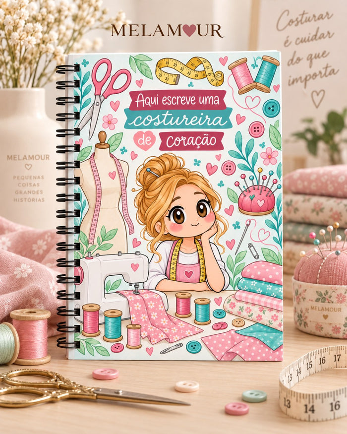 Caderno A5 de Costureira personalizado