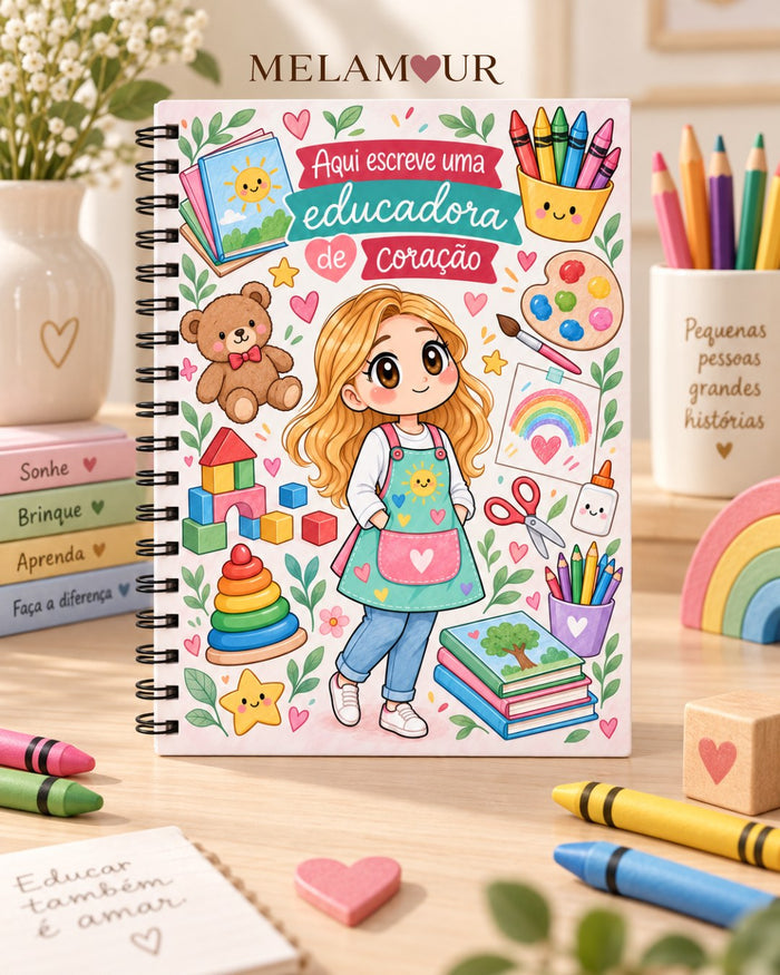 Caderno A5 de Educadora personalizado