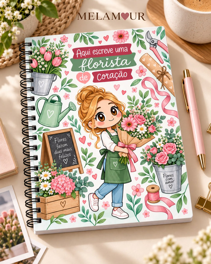 Caderno A5 de Florista personalizado