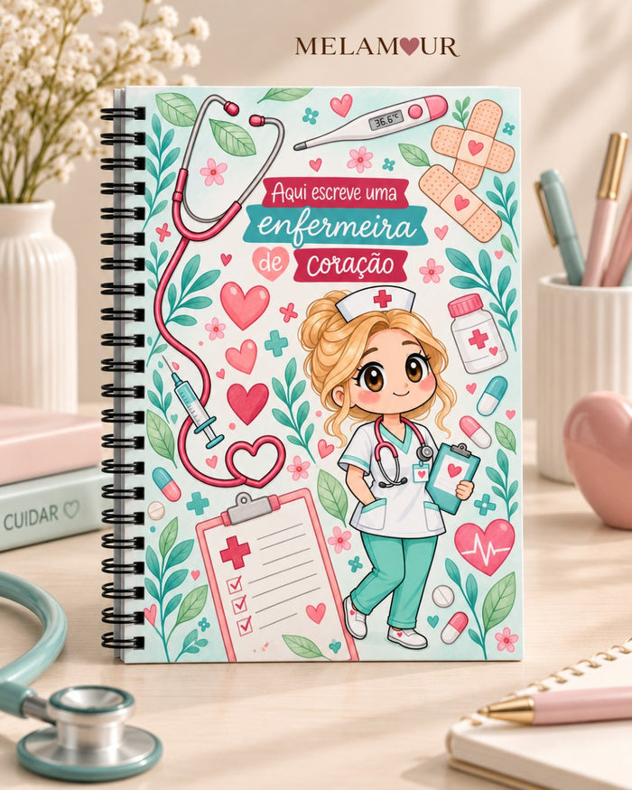 Caderno A5 de Enfermeira personalizado