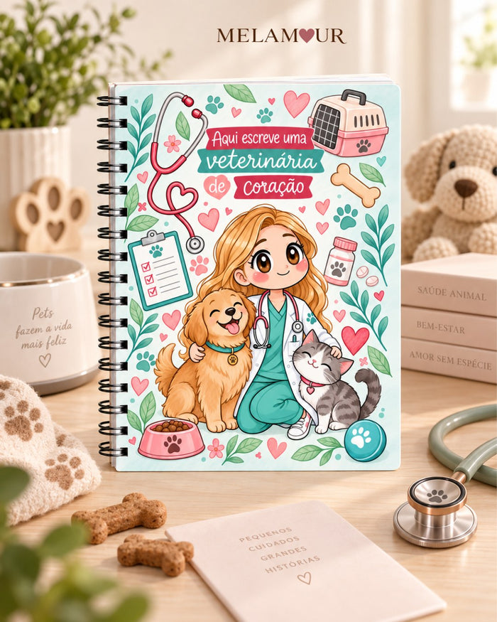 Caderno A5 de Veterinária personalizado