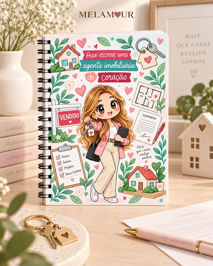 Caderno A5 de Agente Imobiliária personalizado