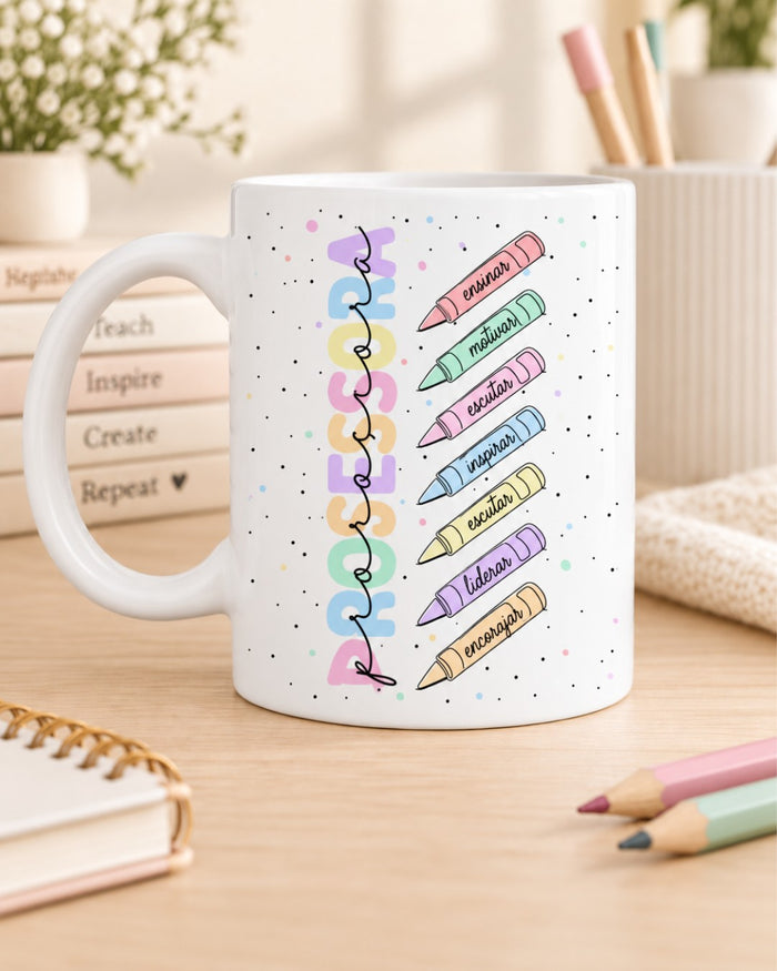 Ensinar, Motivar, Inspirar | Caneca Professora