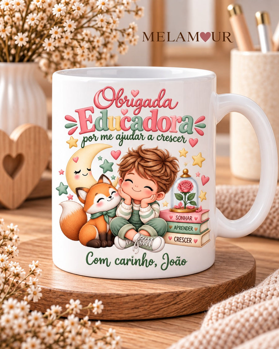 Obrigada por me Ajudar a Crescer — Menino | Caneca Educadora