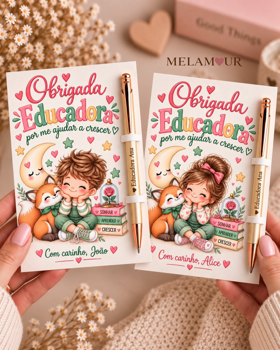 Obrigada por me Ajudar a Crescer | Cartão + Caneta