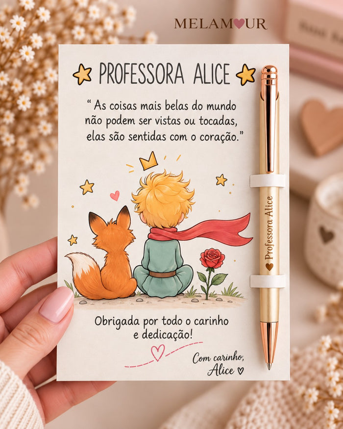 Cartão Personalizado + Caneta | Presentes Professores