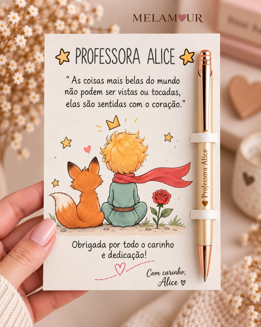 Cartão Personalizado + Caneta | Presentes Professores