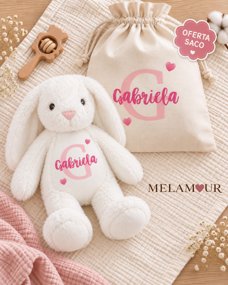 Coelho com Nome + Saco Personalizado | Presentes Baby