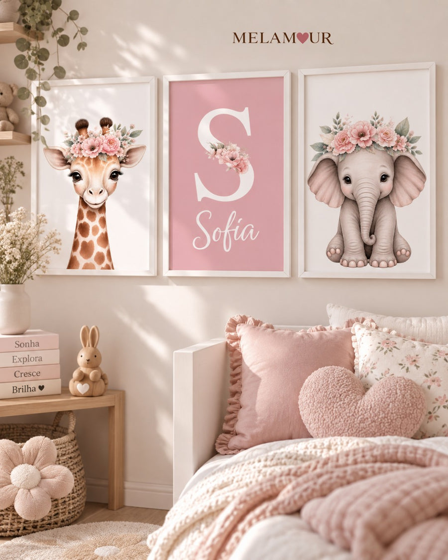 Safari Sofia | Conjunto de 3 Quadros