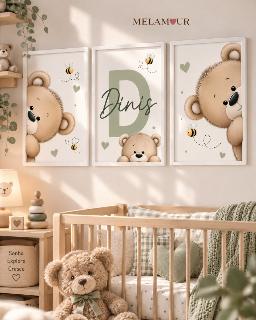 Ursinhos Dinis | Conjunto de 3 Quadros