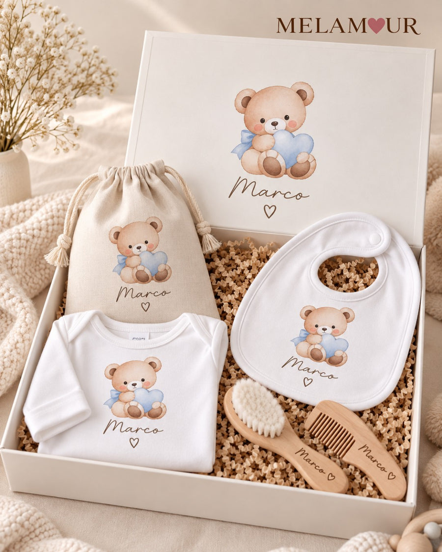 Conjunto Baby com Body, Babete, Escova e Pente | Presentes Baby