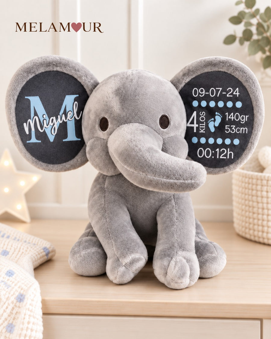 Elefante com Dados de Nascimento | Presentes Baby